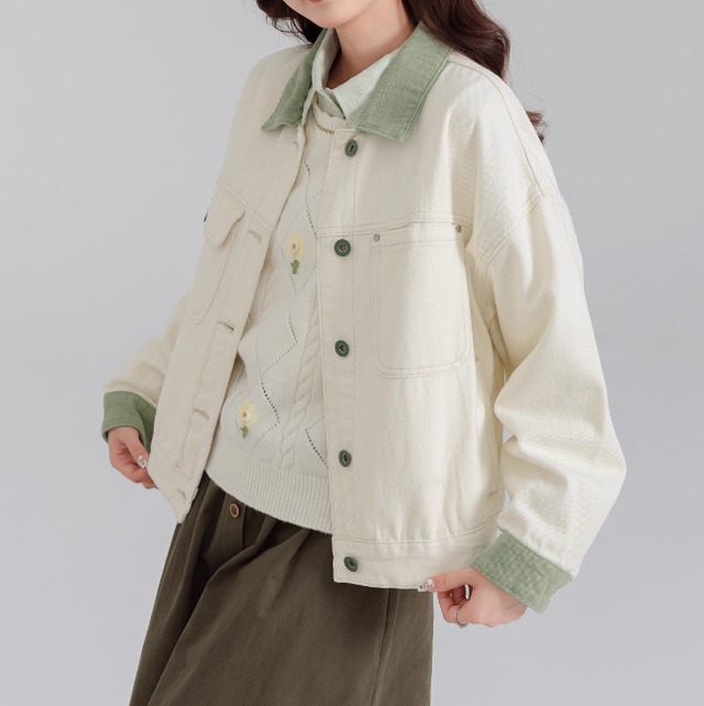 レディース ジャケット アウター 上着 デニムジャケット Gジャン 長袖 襟付き 胸ポケット 前開き デニム かわいい シンプル おしゃれ ガーリー 存在感 かっちり ラブリー キュート カントリー ナチュラル 無地 春 秋 学生 デート お出かけ 旅行 公園 女子会 休日 ショッピング コンサート ライブ お花見 カフェ ランチ 韓国 オルチャン コーデ プレゼント プチプラ 普段使い 着回し モテ インスタ映え 定番 S M L 小さいサイズ 大きいサイズ アプリコット ベーシックカラー 春カラー