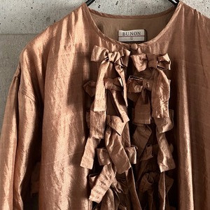 BUNON(ブノン) Ribbon Light Jacket カディシルク リボン付きジャケット