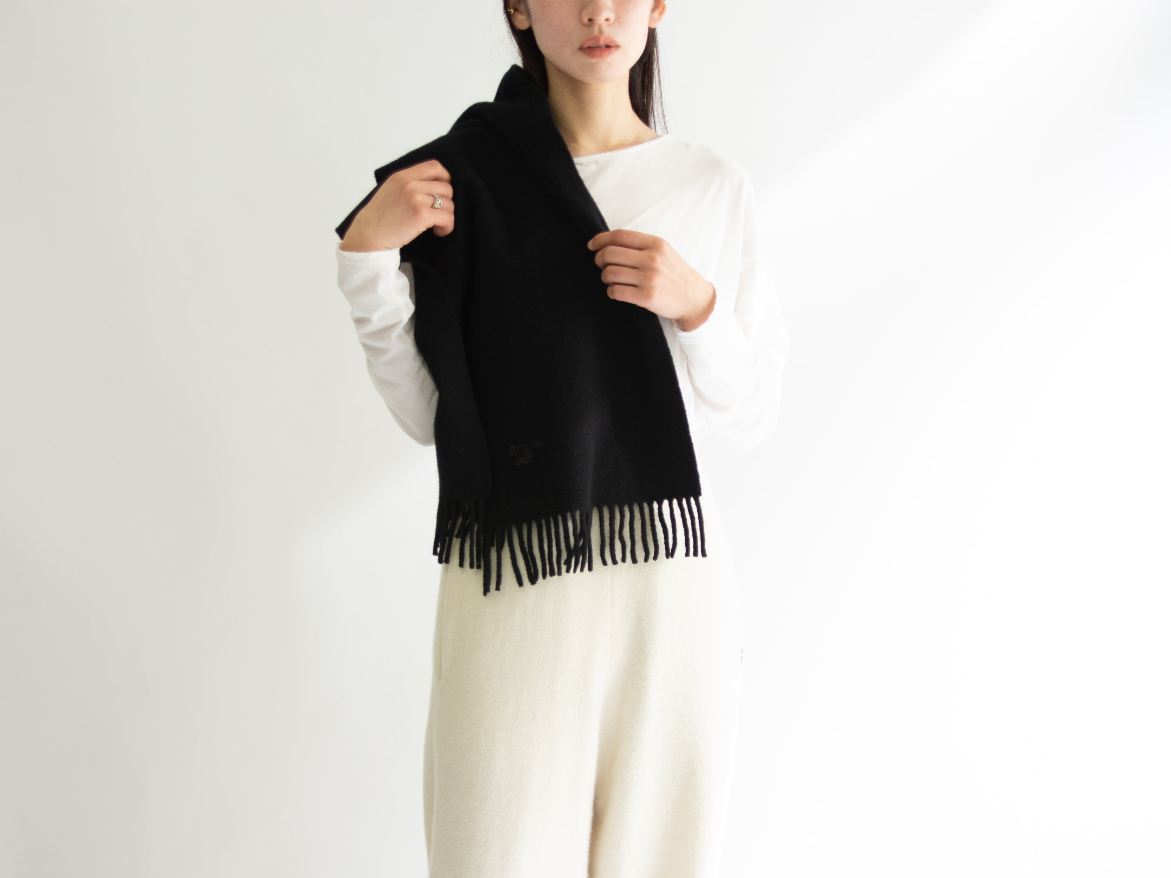 renoma Paris】Made in Italy Lambswool-Cashmere Fringe Scarf