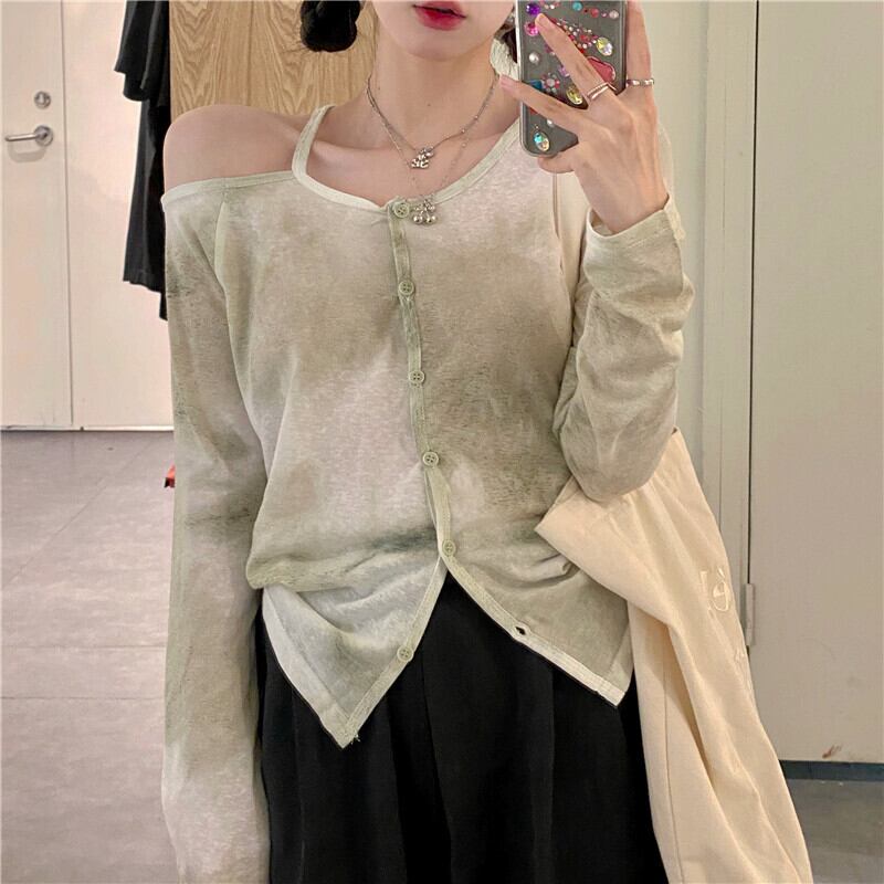 ニットカーディガンオータム薄手シャツ ジャケット サマー ロング 大人ガーリー スウィート キュート カジュアル 夏物 秋物 オフショルダー シルク モンロー22453168339