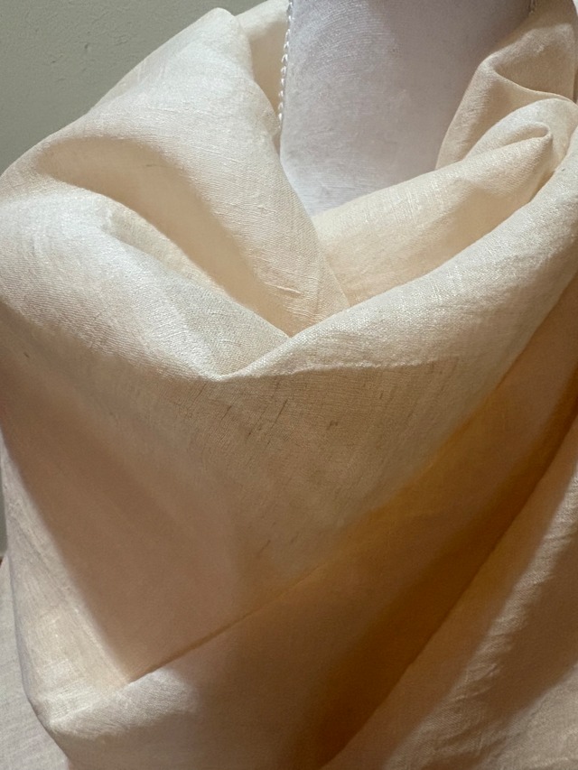 桜染め　コットン＆リネン大判ストール　灰梅　手織り