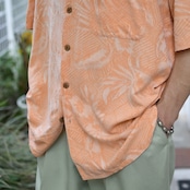 jacquard weave design aloha shirt salmon pink