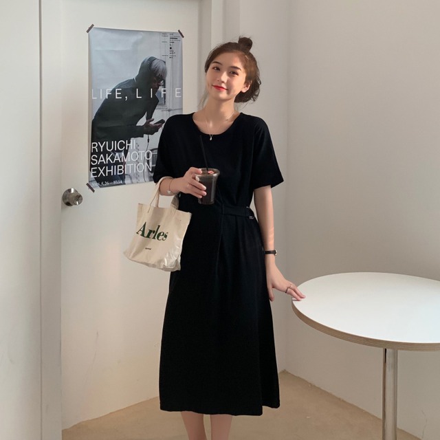 ドレス サマースリム薄手ソリッド カラーAラインスカート 夏物 ソリッドカラー クレセントシティ67444082499