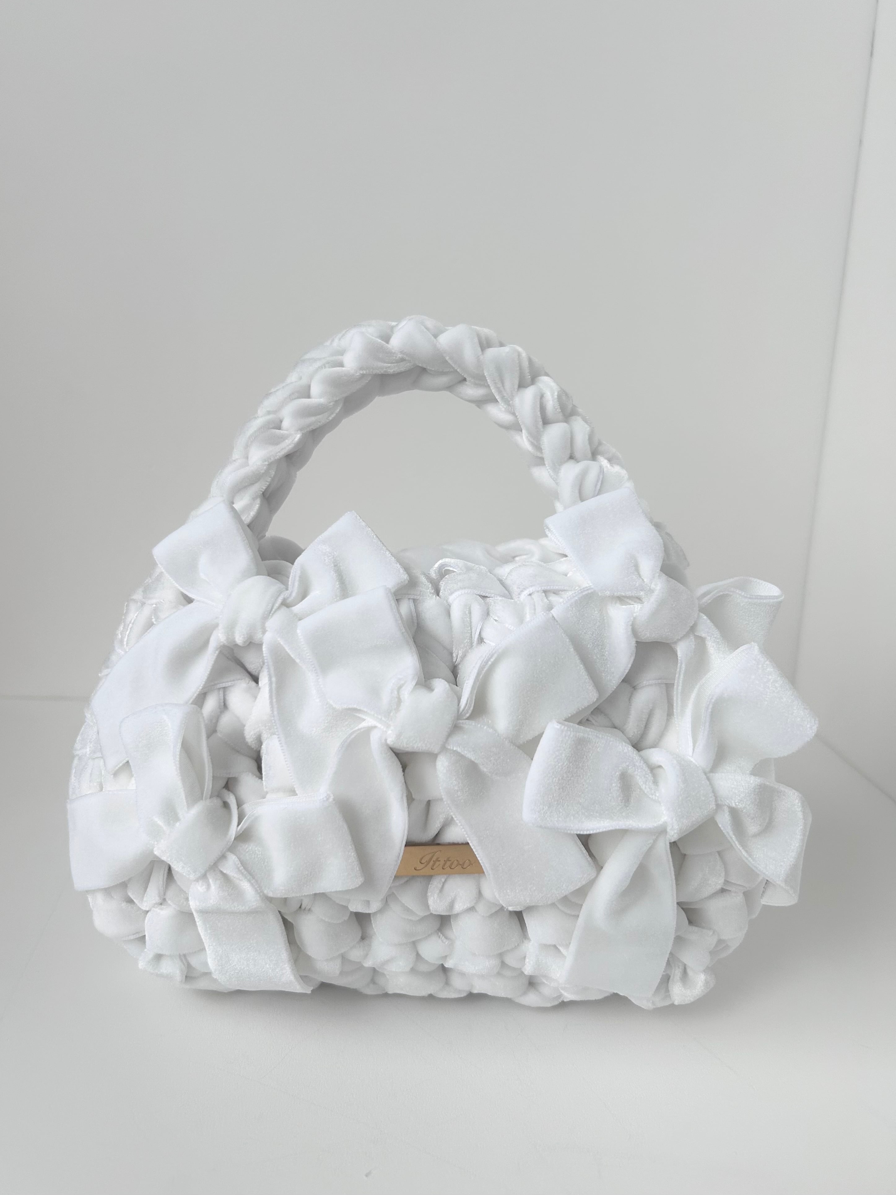 Velvet Ribbon Bag 【Mini size】White