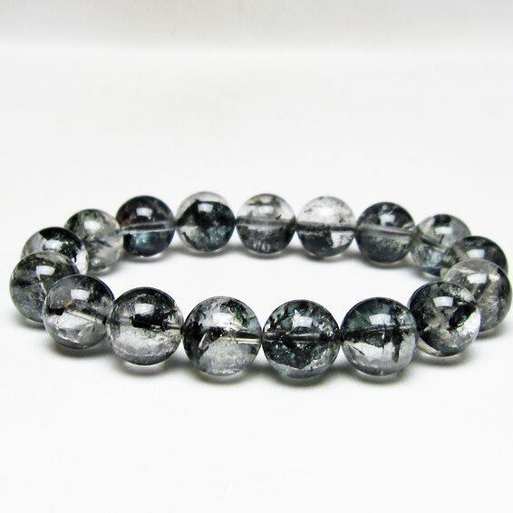 ブラックエレスチャルクォーツ ブレスレット 12mm メール便可 一点物 111-54093