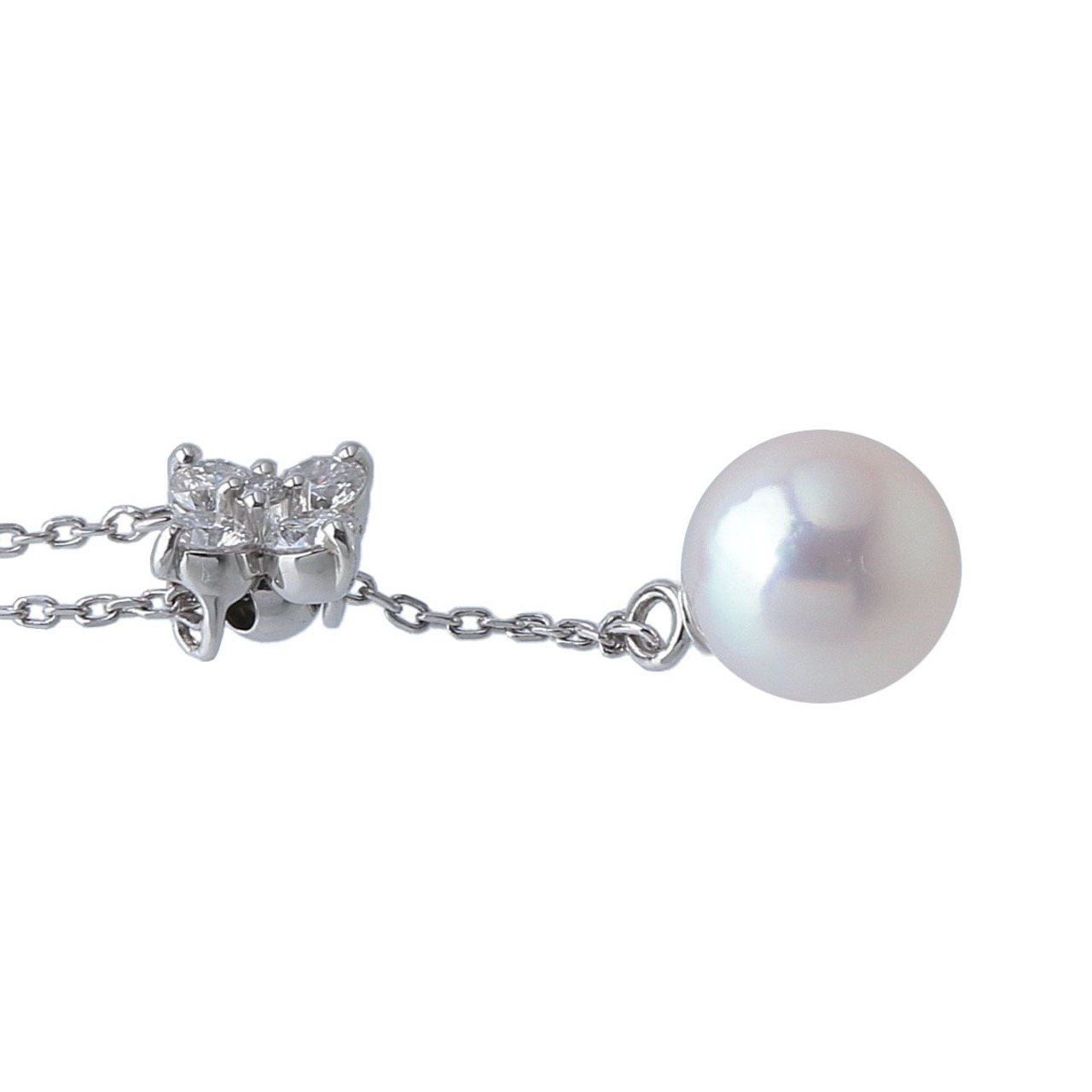 ヴァンドーム青山 パール ダイヤ ネックレス フラワー ダイヤ0.15ct  