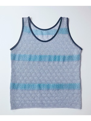 【受注】Glitter lace knit Tanktop - BLUE/YELLOW