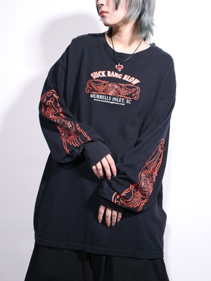 "SUCK BANG BLOW" 360° print design oversize l/s tee