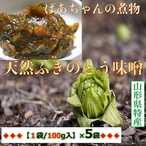 天然ふきのとう味噌 ばあちゃんの煮物  １００ｇ/袋×５袋　自然の恵み　送料無料