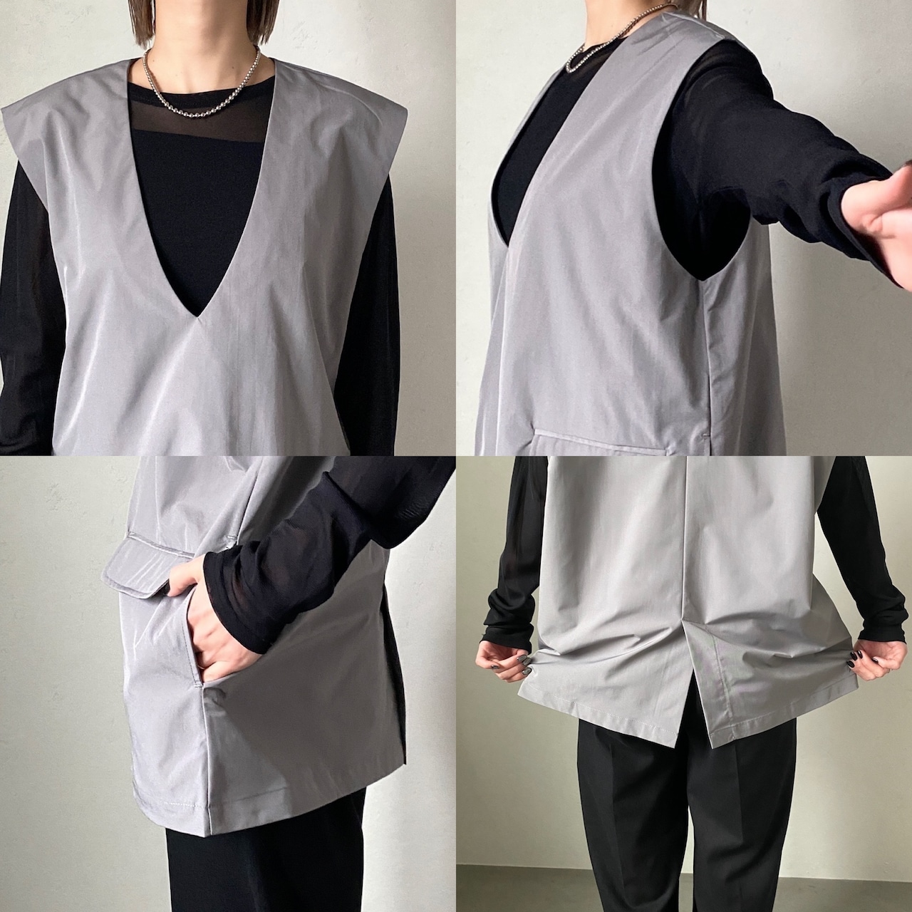 over Vneck vest/gray