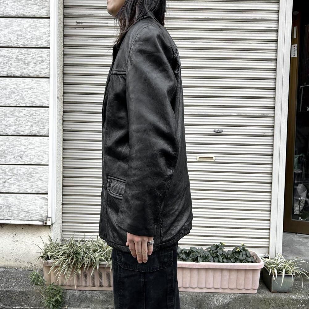 Vintage Lamb Leather Jacket [Unknown Brand] [1990s~] Black Button