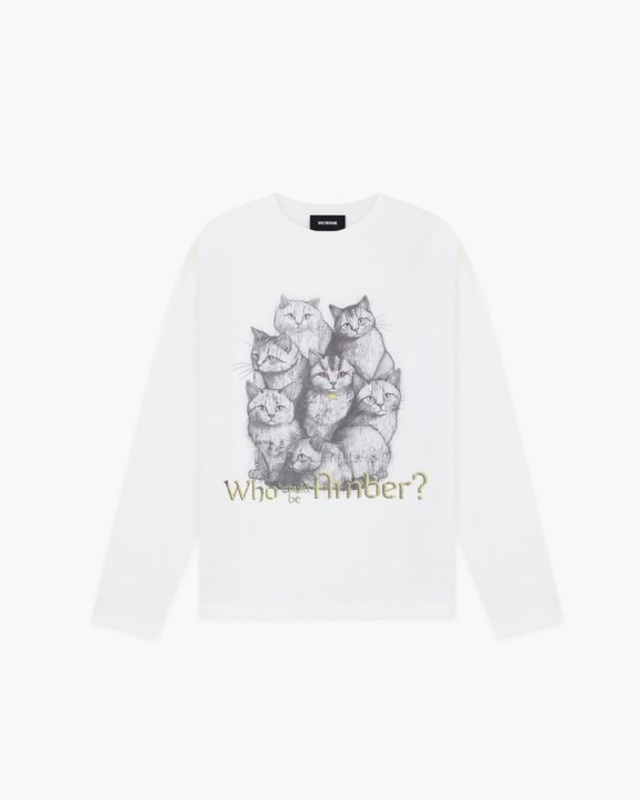 【WE11DONE】WHITE WHO IS AMBER LONG-SLEEVED T-SHIRT
