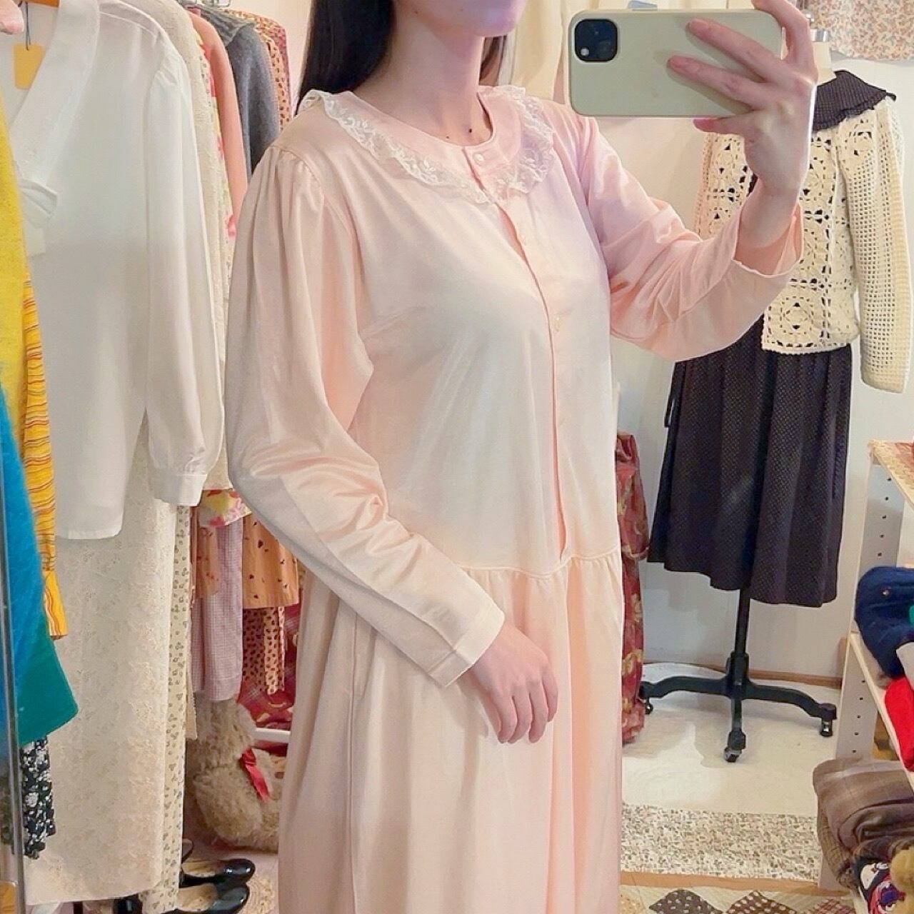 frill lace pink neglige one-piece