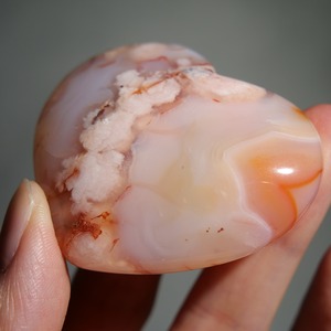 カーネリアン フラワーアゲート / ハート 握り石【A】