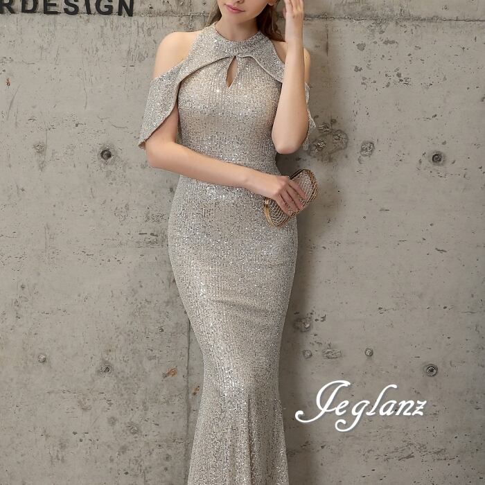 7色 華やか イブニングドレス オープンショルダー キラキラ 光沢感(MB724)ζ☆