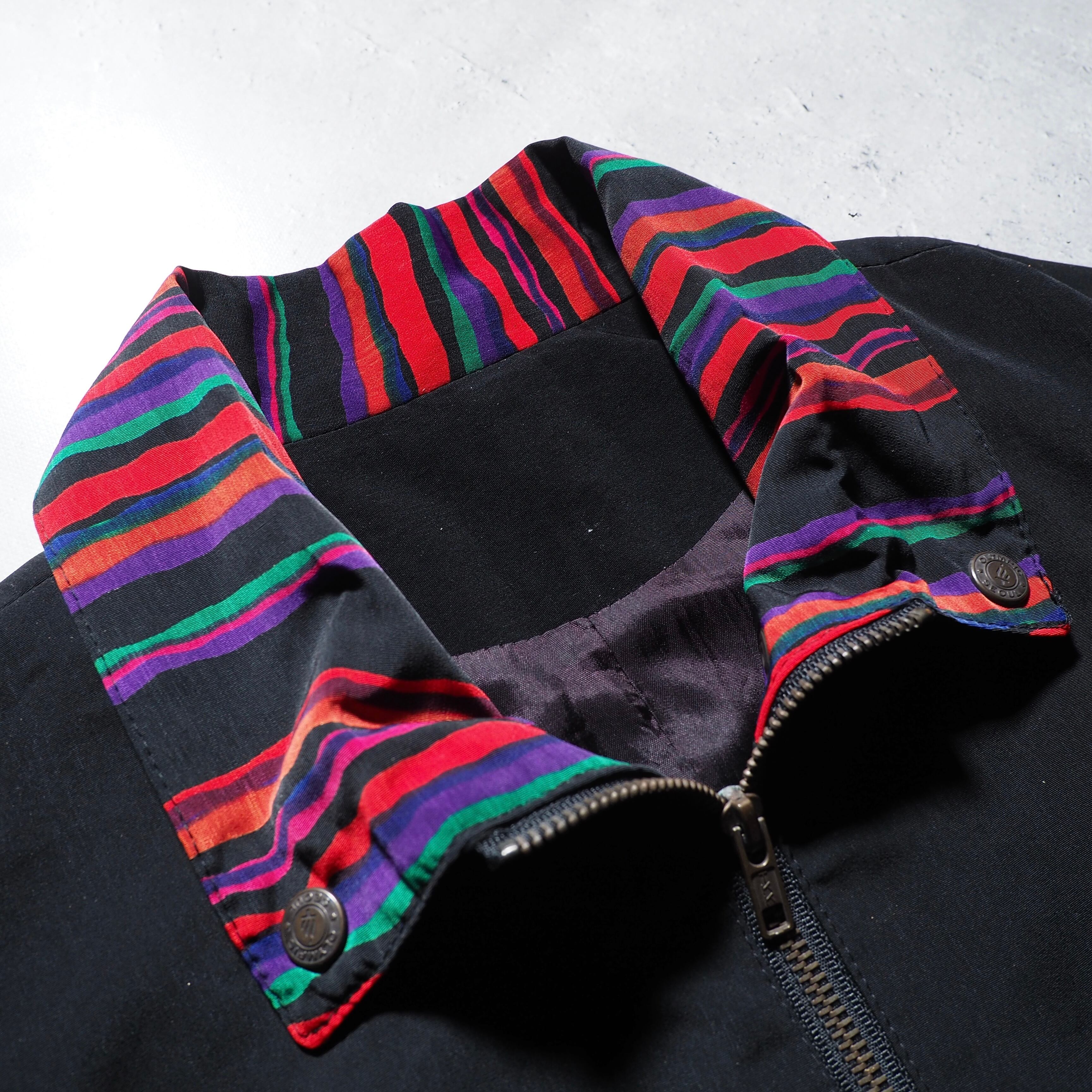 Black mode multi color Border layered vintage Dolman sleeve Blouson