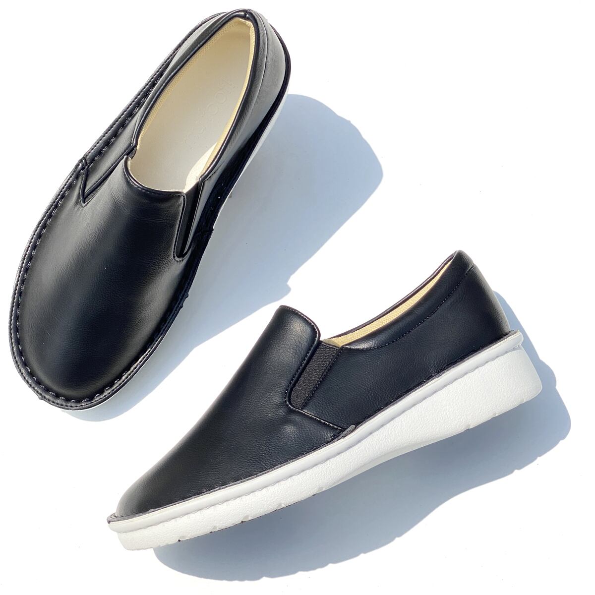 Amazon店 限定販売 コンフォート スニーカー デッキシューズ オブリークトゥ 厚底 幅広 甲高 4e Mu Foot Merry Avenue Base店