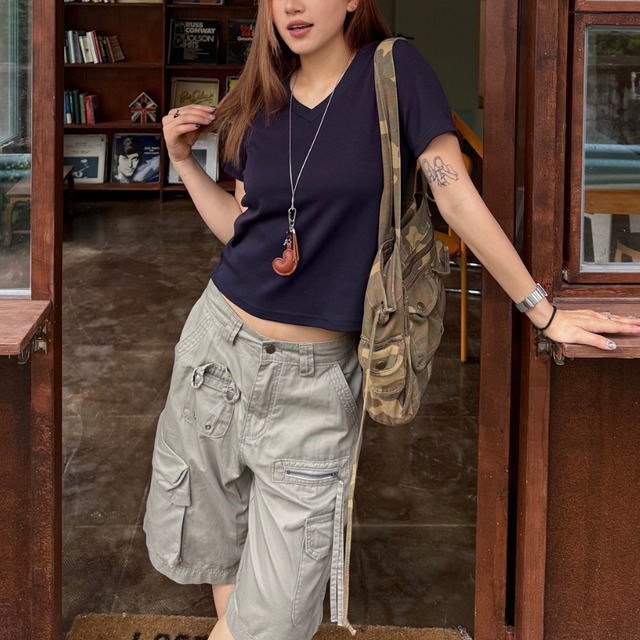 multi-pocket half cargo pants　マルチポケットハーフカーゴパンツ　J2061