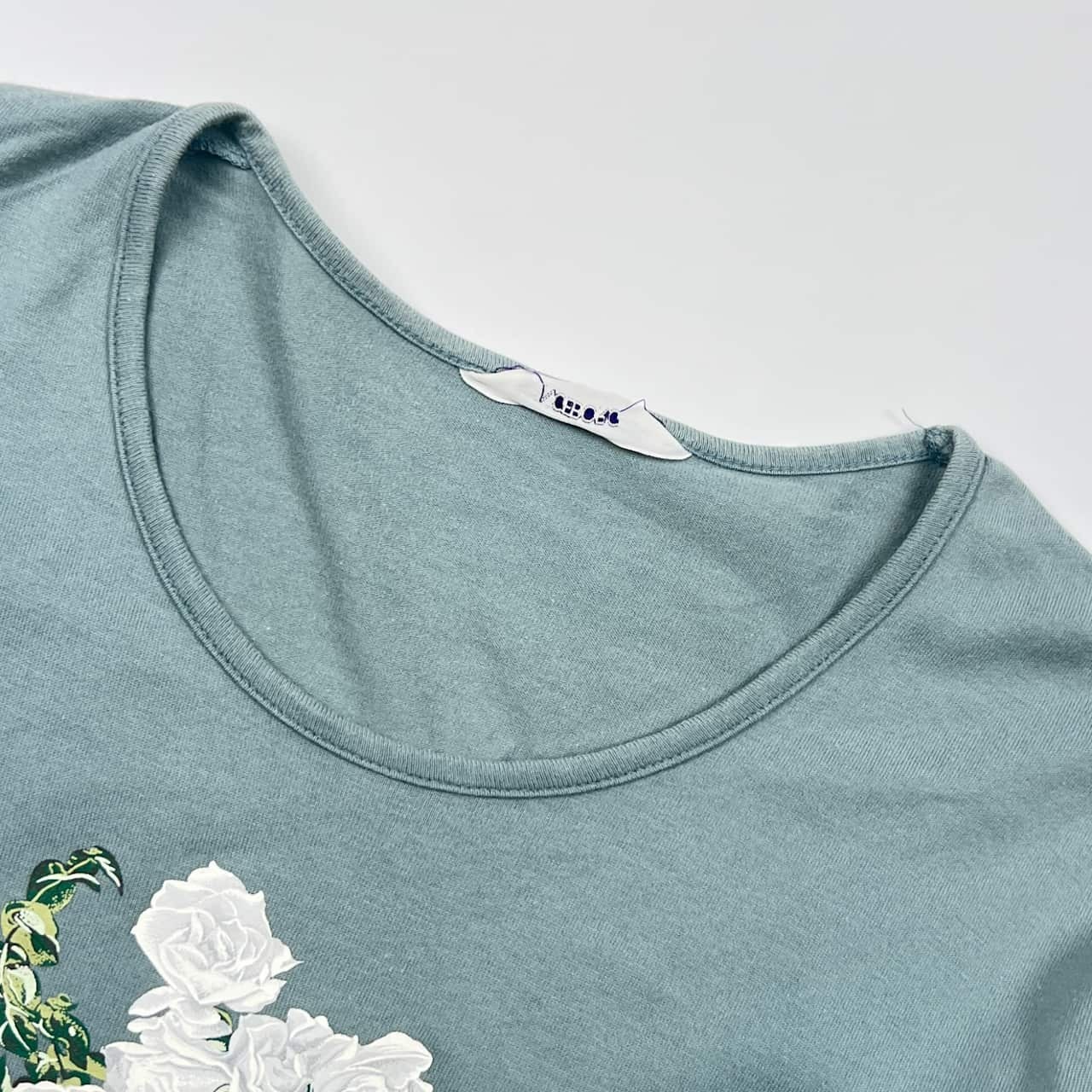 INGEBORG インゲボルグ バラ 長袖 Tシャツ カットソー/くすみブルー レディース