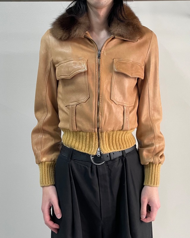 【GIORGIO BRATO】fur collar leather jacket