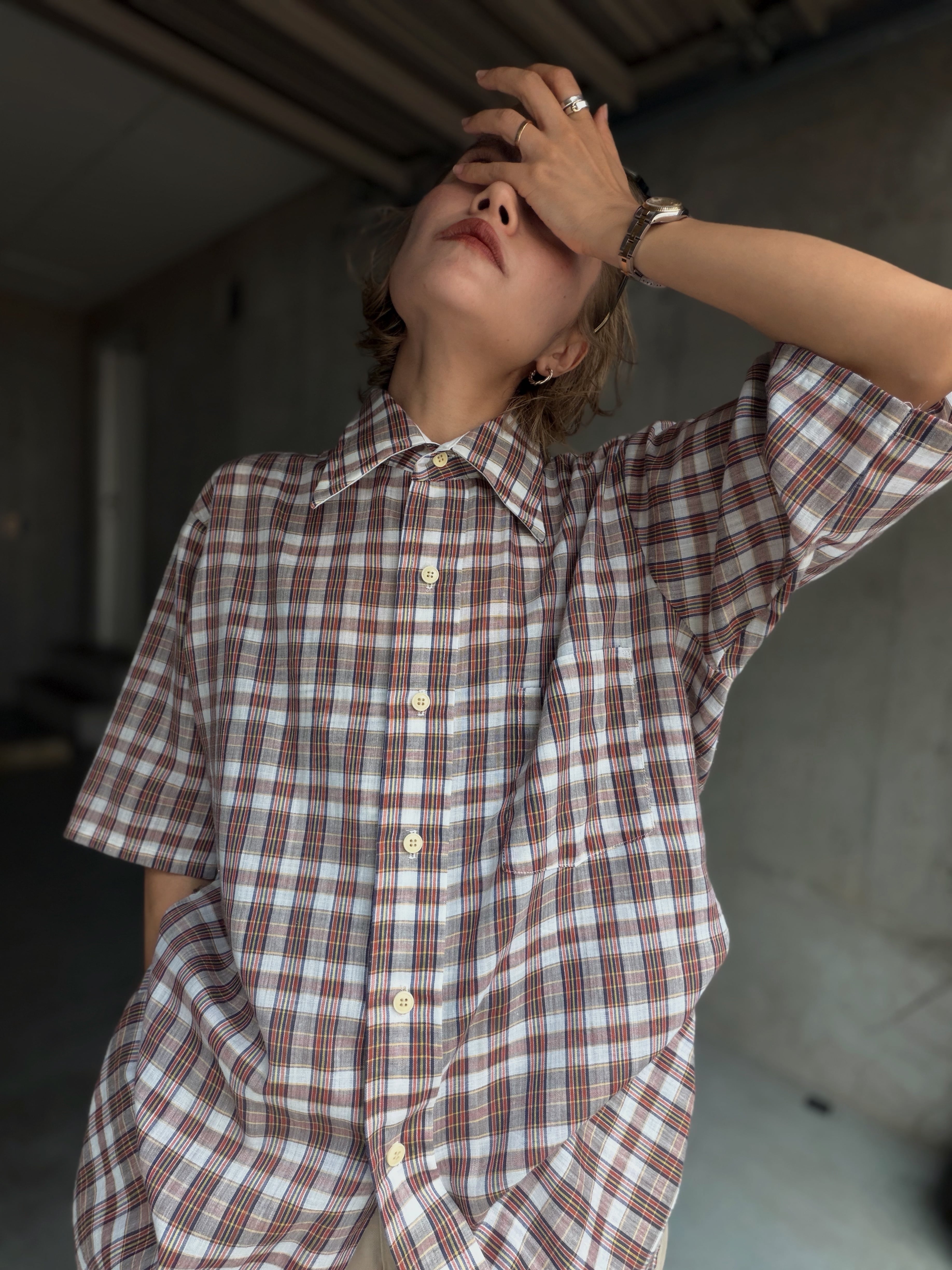 (SH1249)70’s VAN HEUSEN madras check shirt