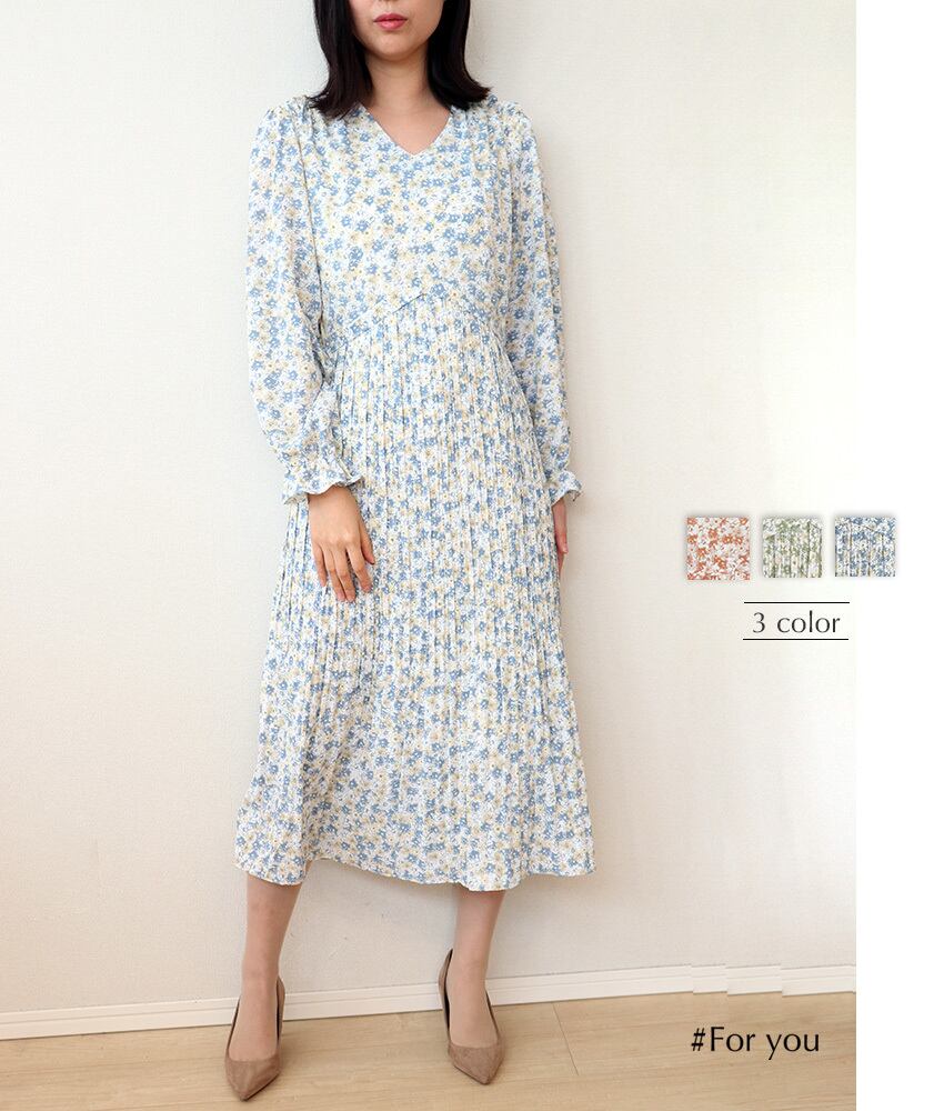 【新作入荷】縦プリーツ春色ドッキングワンピース_e0122203011