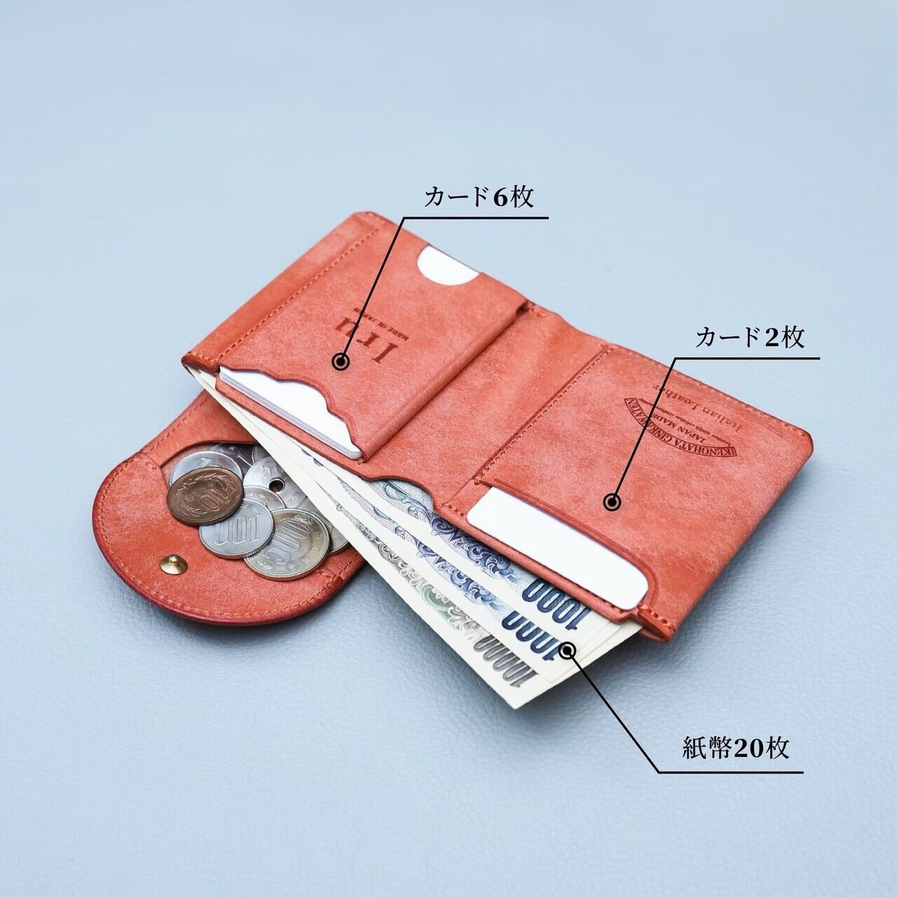 Iru×IKENOHATA GINKAWATEN】PUEBLO LEATHER GARSON WALLET AKANEIRO