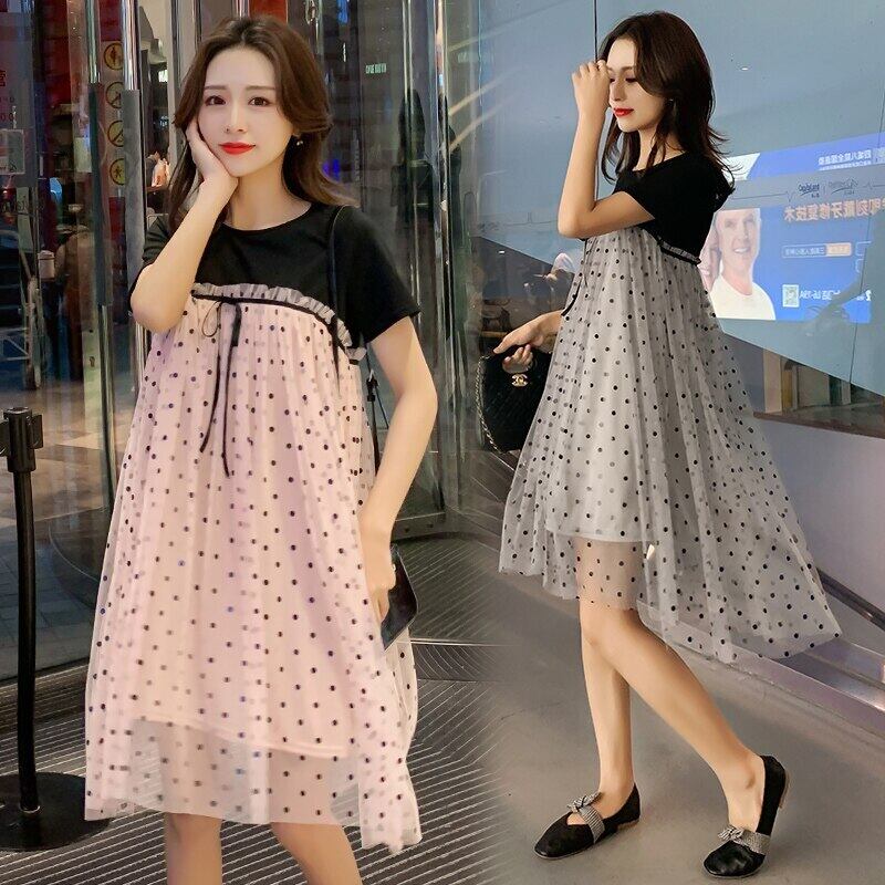 【新作】【送料無料】 妊婦2020年夏の波が消える妊婦ネットガーゼドレス サマー 夏物 AL expec337060269947