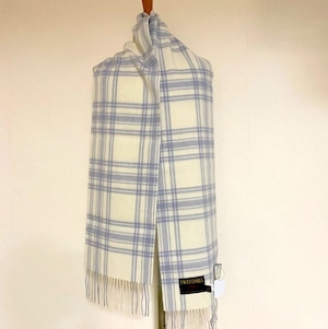 【TWEEDMILL】 Lambs Wool Stole (25×190㎝)　Check White & Gray