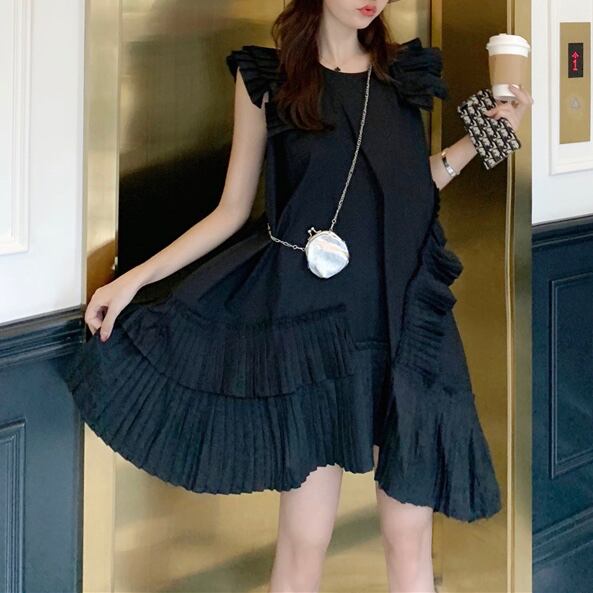 【再入荷】全2色フリルアシンメトリーワンピース | ROSE AURA powered by BASE
