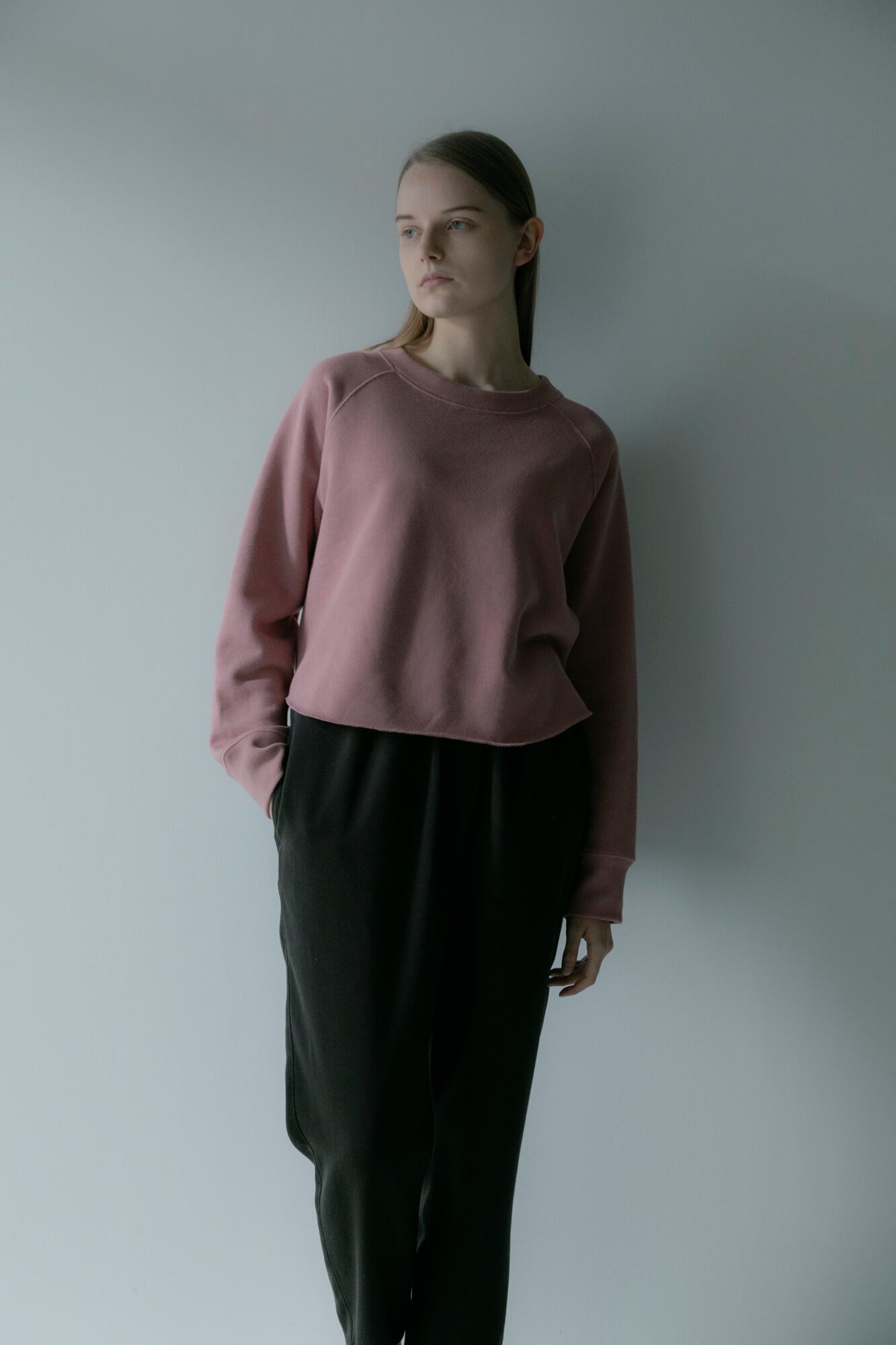 Cropped Pull Over Sweatshirt Coral Pink