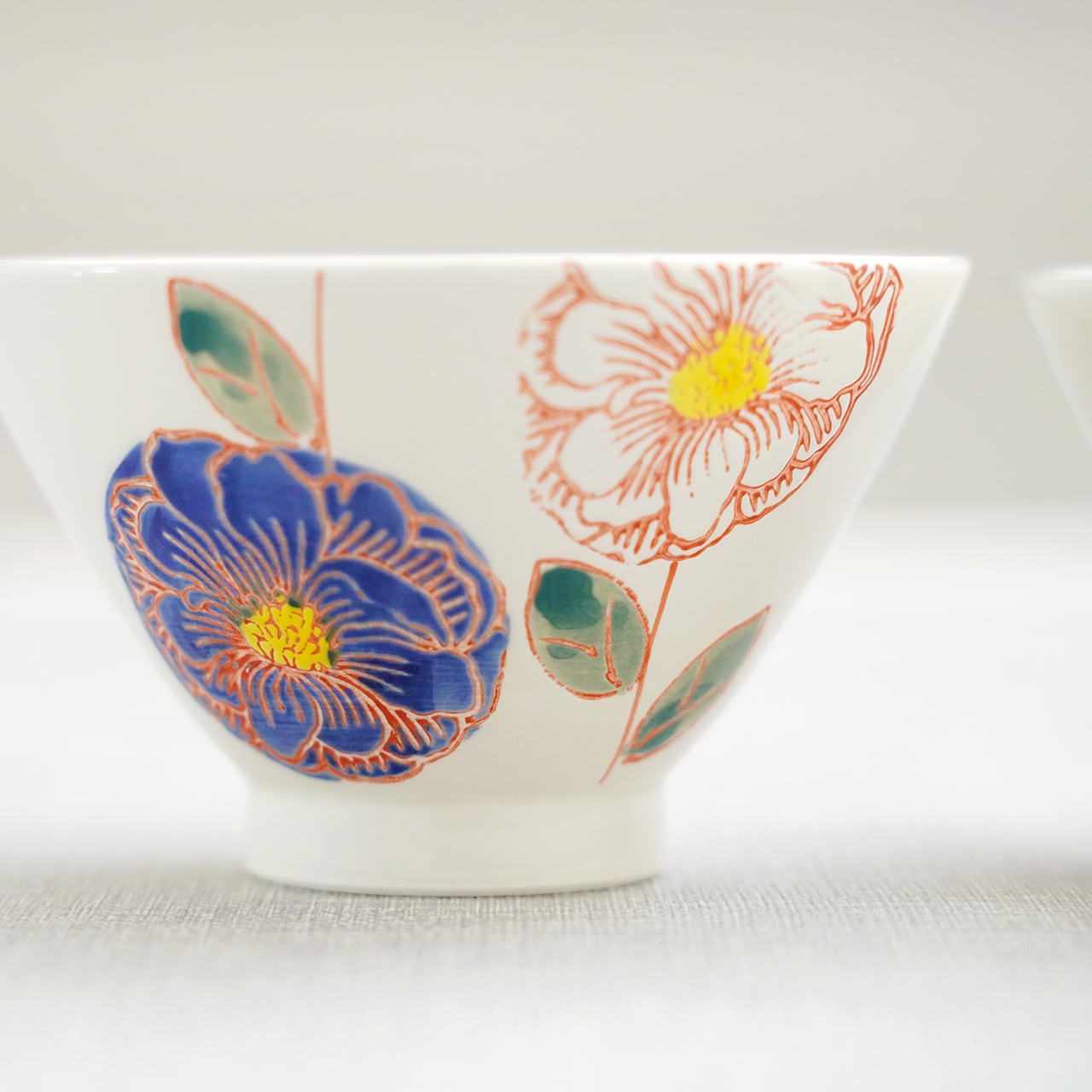 花かざり 反茶付（青・赤） | 菊祥陶器／工房祥sho～ Kikusho