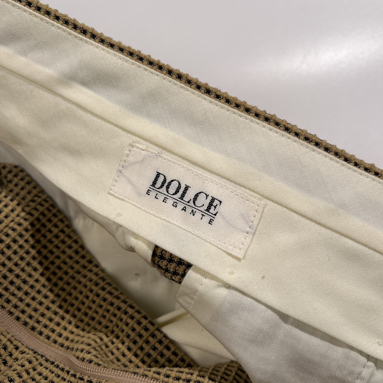 DOLCE ELEGANTE ドルチェ イタリア製生地 立体チェック風 タック スラックスパンツ サイズ 79 /日本製/ワールド/メンズ