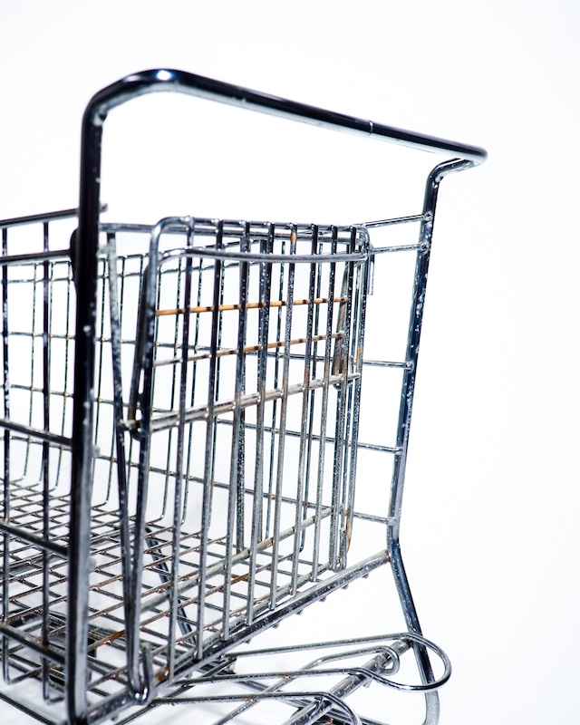 steel shopping cart with rolling wheels