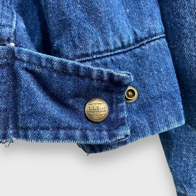 80s LLBean デニムマウンテンパーカー メンズM相当 裏地チェック柄