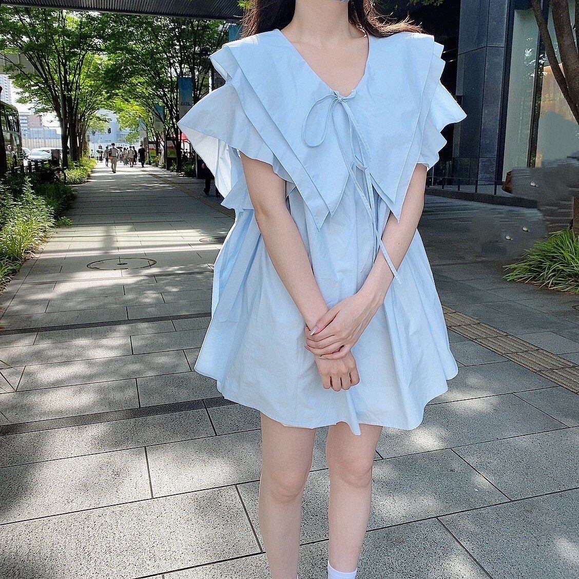 Double collar frilltunic op / Blue(7月中旬頃発送予定)