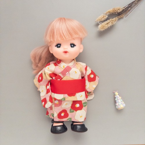 【夏限定】浴衣セット（濃いピンク帯赤）メルちゃんソランちゃん