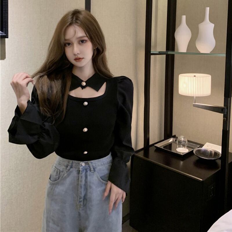 スタイルスリーブニットセーター トップス レディーススプリングオータムスリムシャツ 春物 秋物 1号婦人30322539095