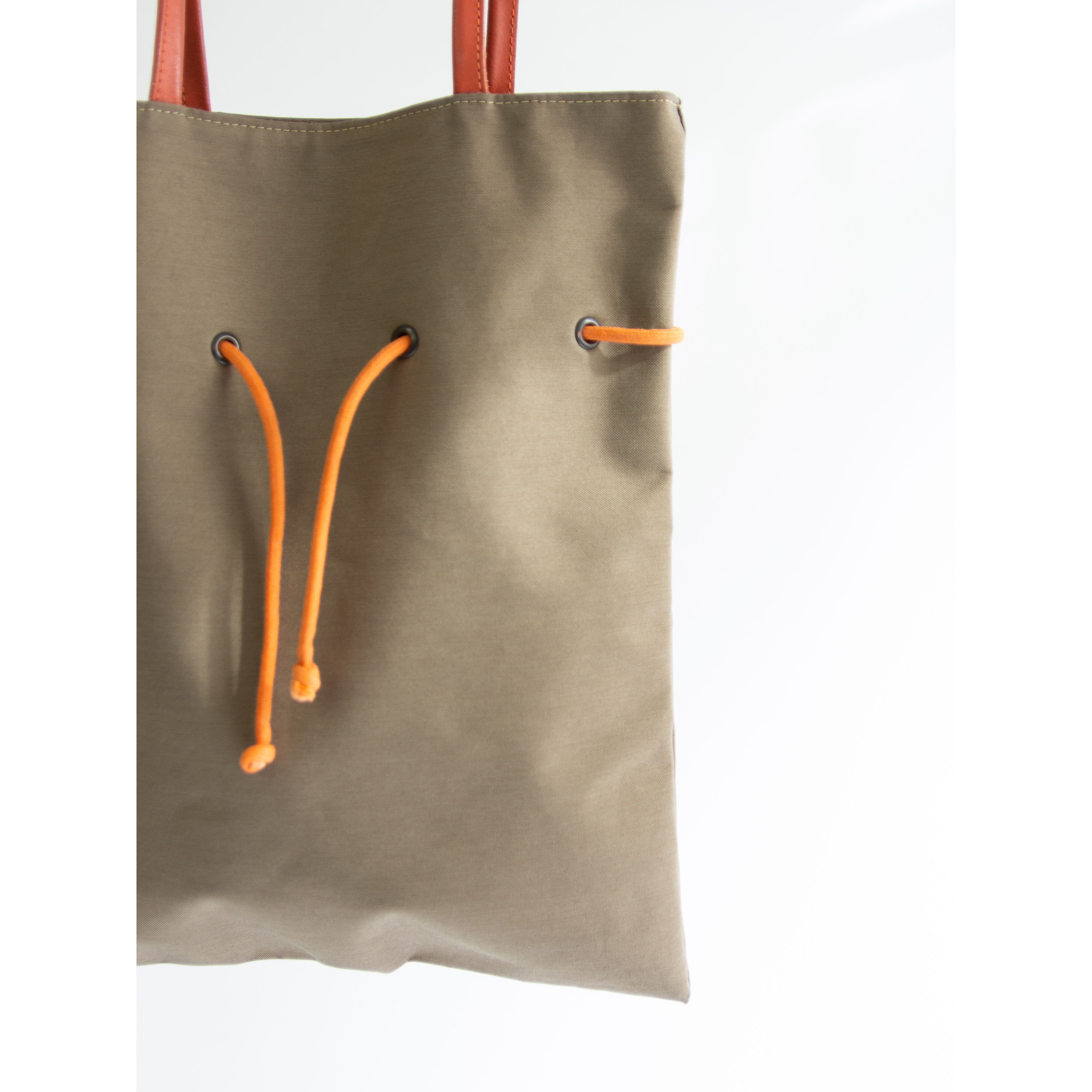 Sandrine LEONARD】Made in France leather handle nylon tote bag