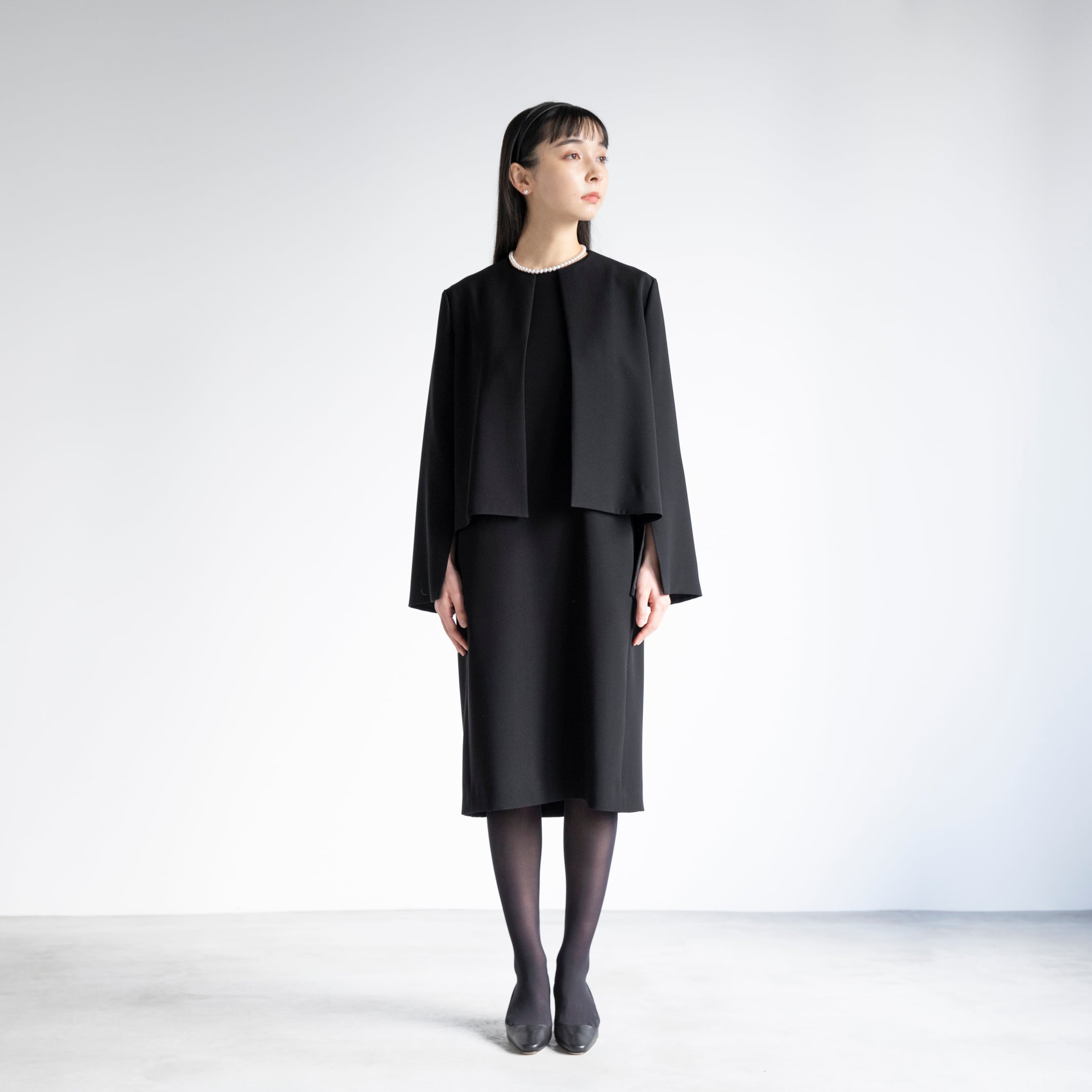 NO COLLAR SLIT SLEEVE JACKET 21BF02 | saqui (store)