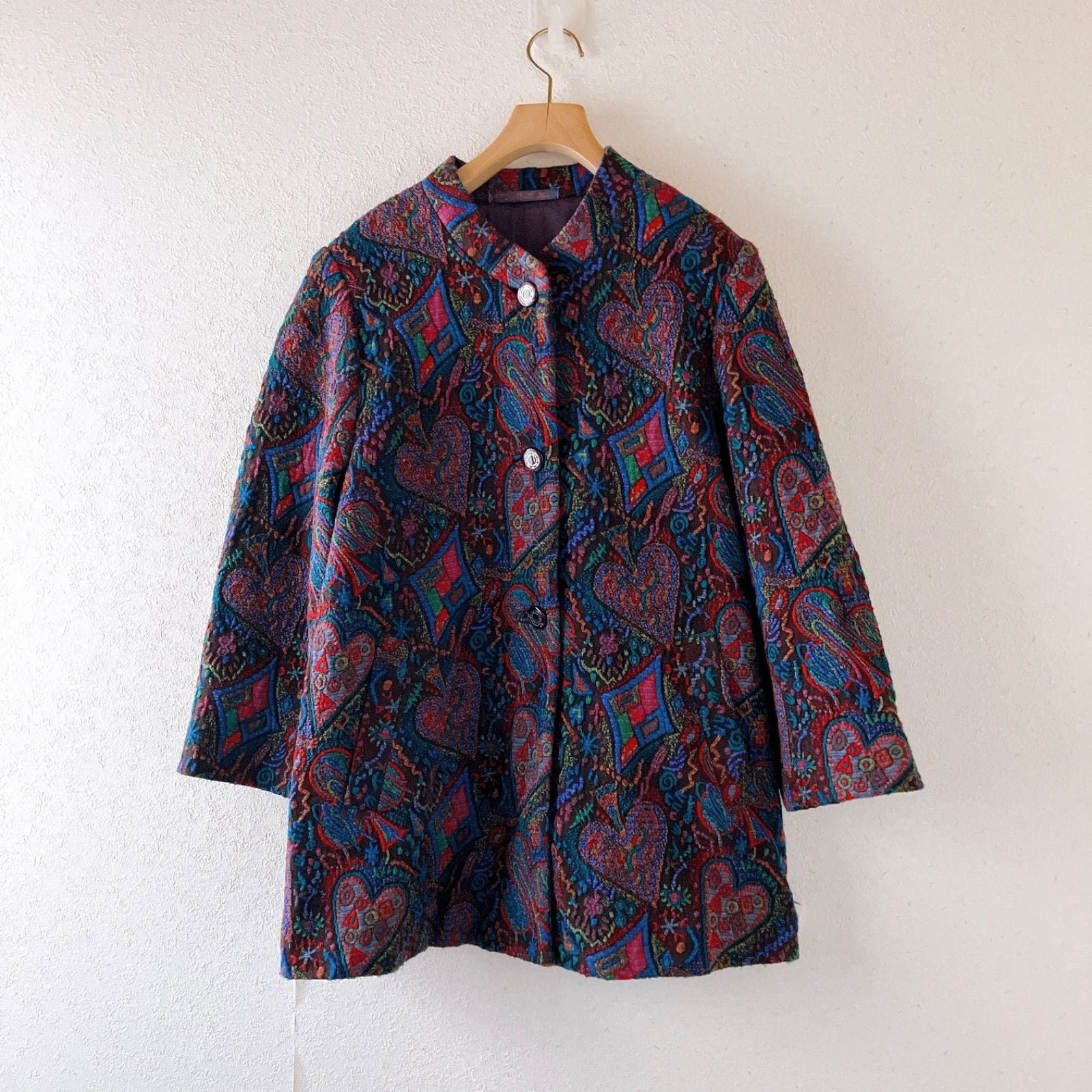 ノルディック柄フード付きダッフルコート ニット カーディガン 肉厚