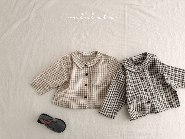 【即納】valubebe / Barney check collar shirt