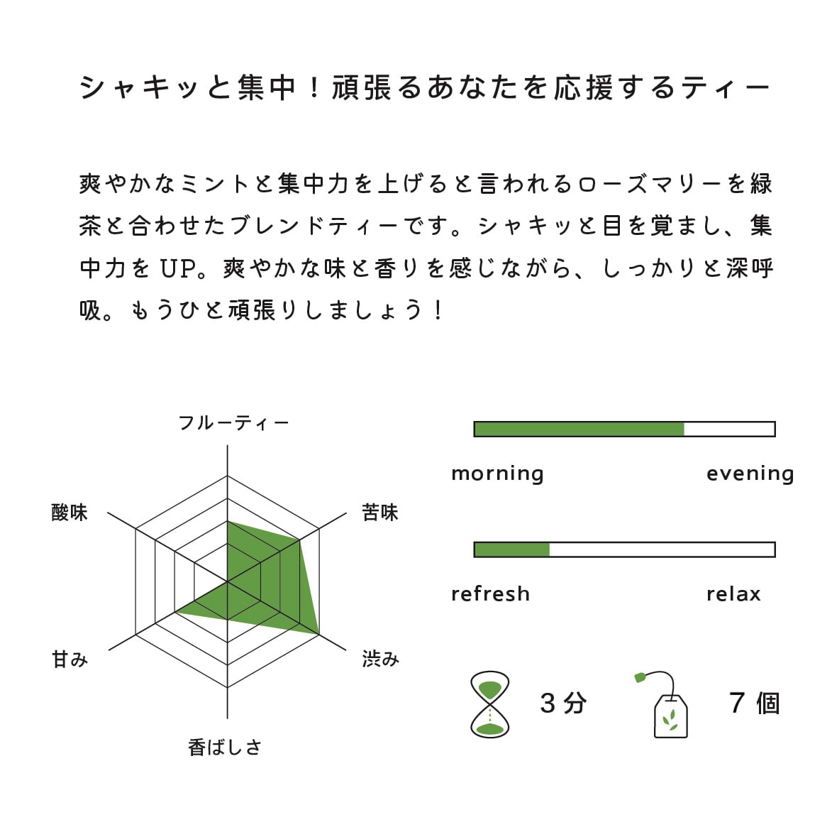 シャキッと集中！頑張るあなたを応援するティー