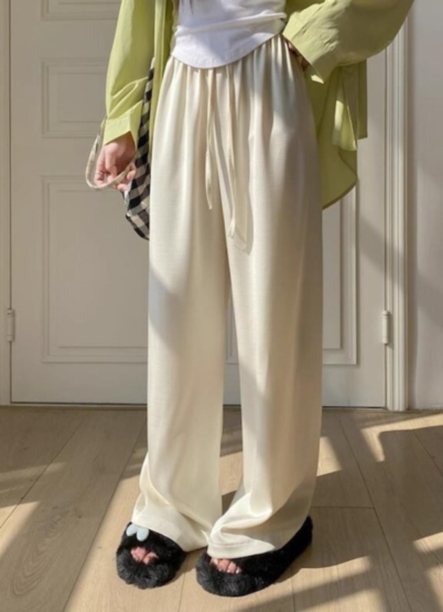 High waist wide leg pants　100170