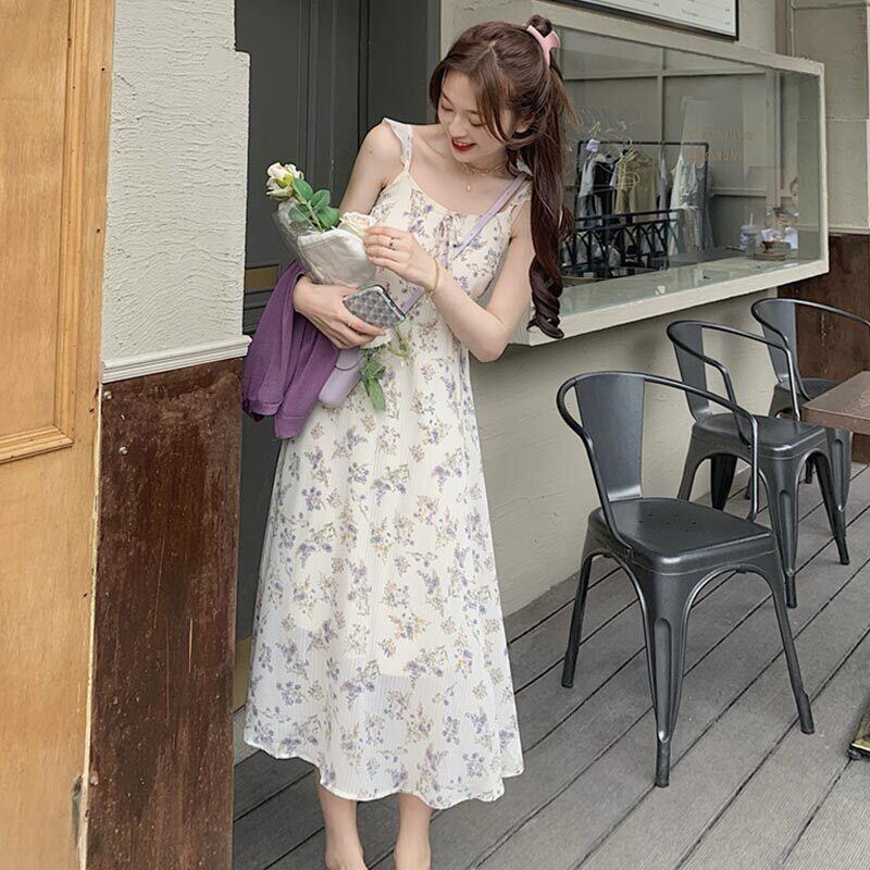 フローラルシフォンスカート スリムドレス サマー 夏物 花柄 萌量不足92612326520