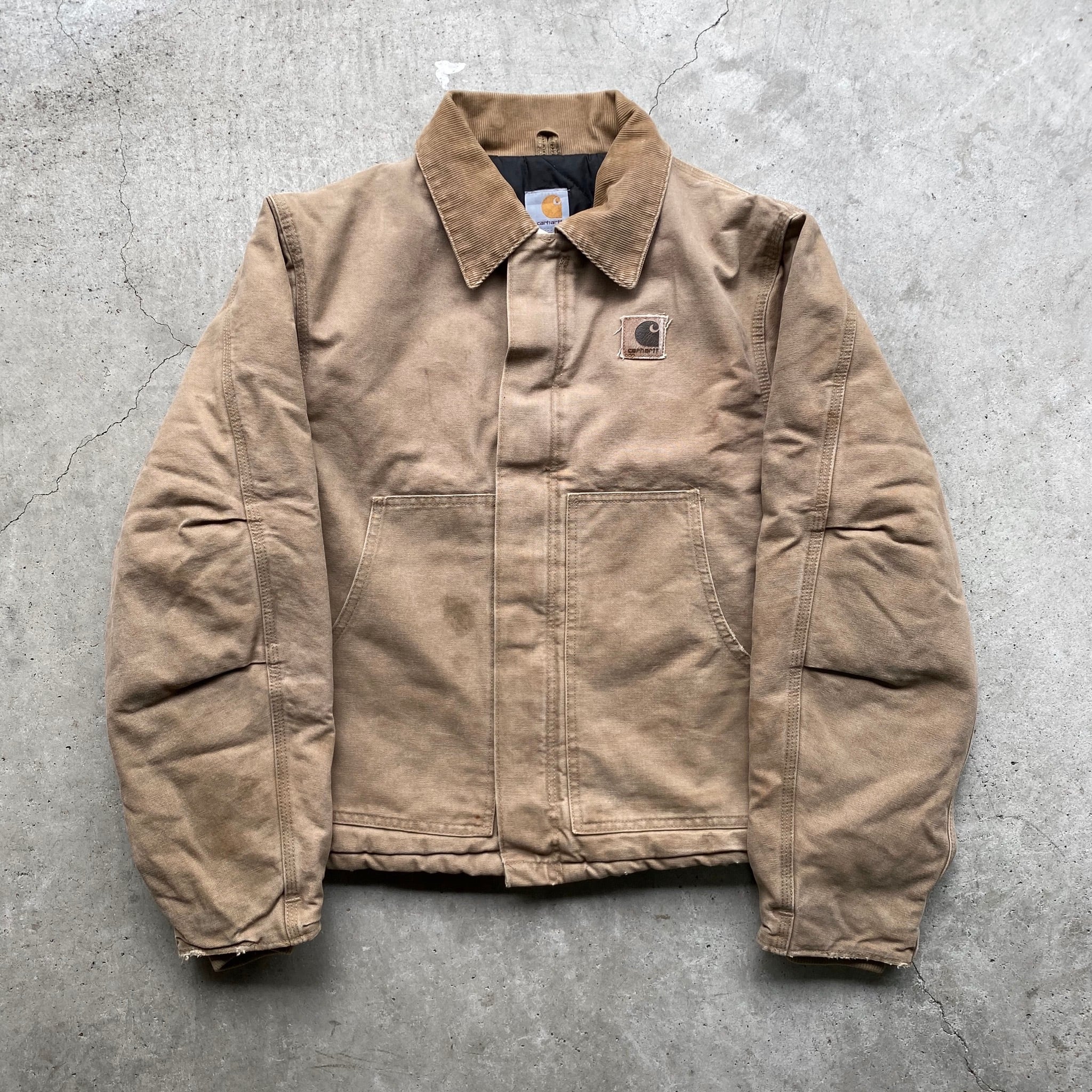 USA製 Carhartt カーハート ダック地 ワークジャケット カバーオール キルティングライナー ベージュ メンズL 古着【ワークジャケット】  | cave 古着屋【公式】古着通販サイト powered by BASE