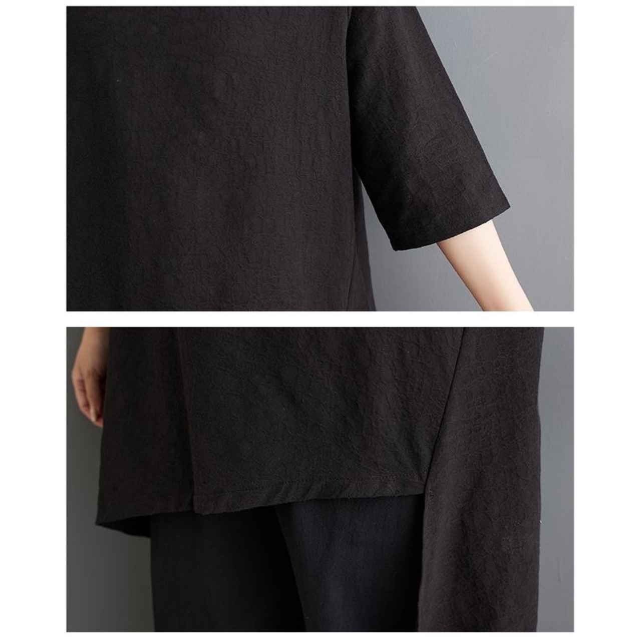 アシンメトリーヘム ラウンドネック トップス  30062