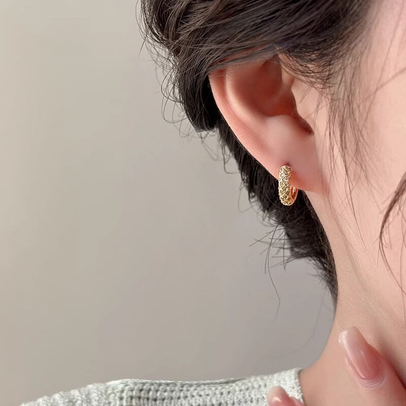 フープデザイン ストーン ピアス 2col H10212