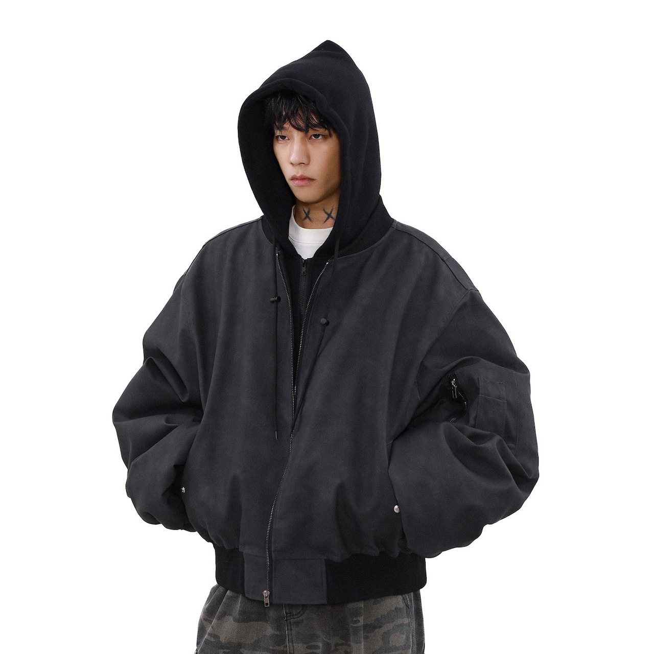 【暖かさUP】レザー中綿ジャケット T1323