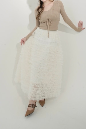 volume tulle long skirt